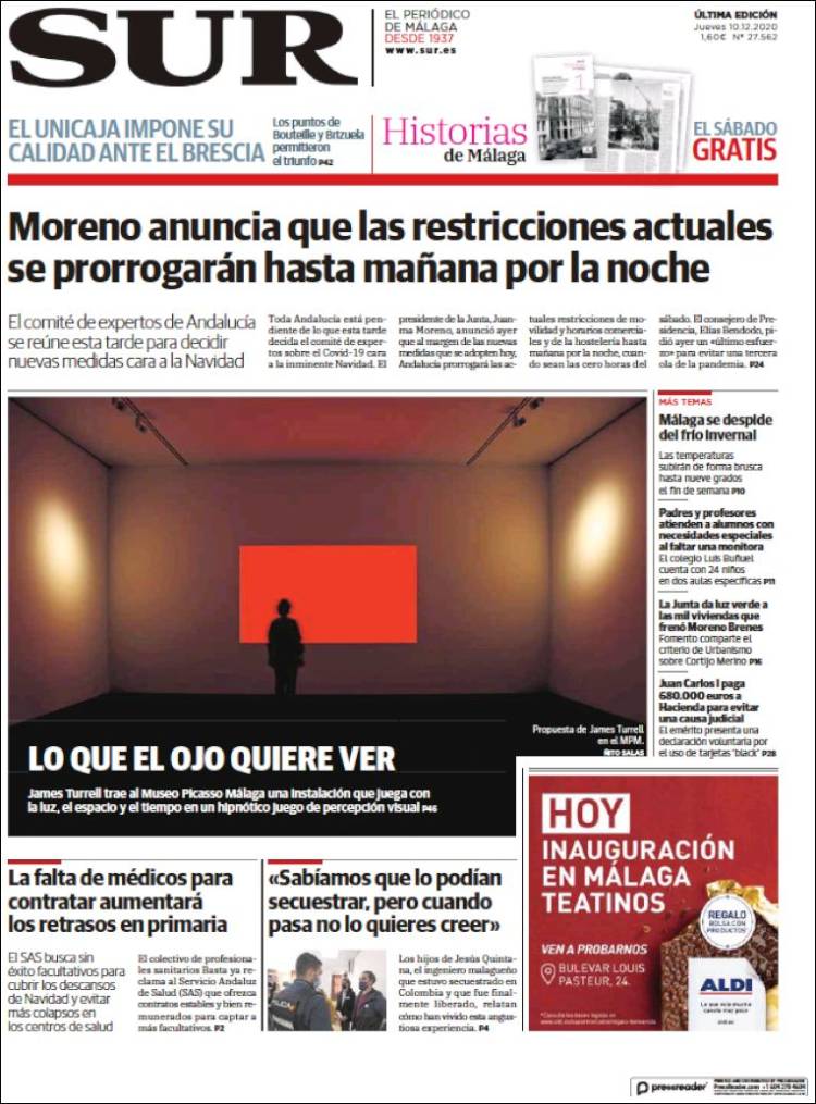 Portada de Diario el Sur (España)