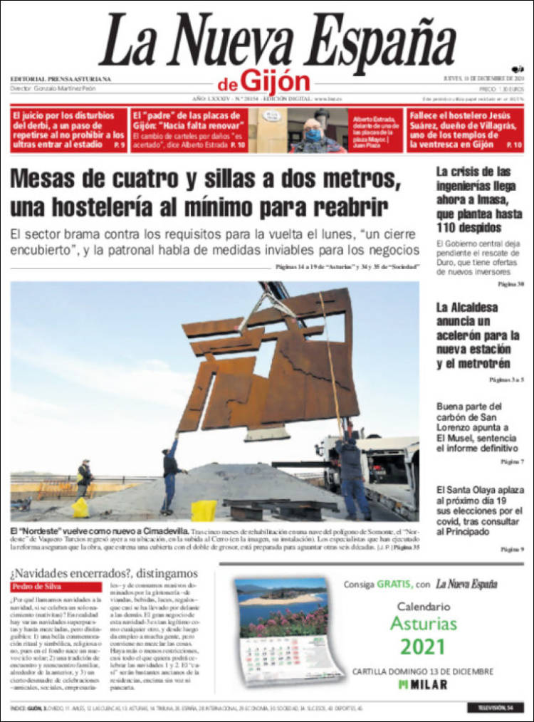 Portada de La Nueva España - Gijón (España)