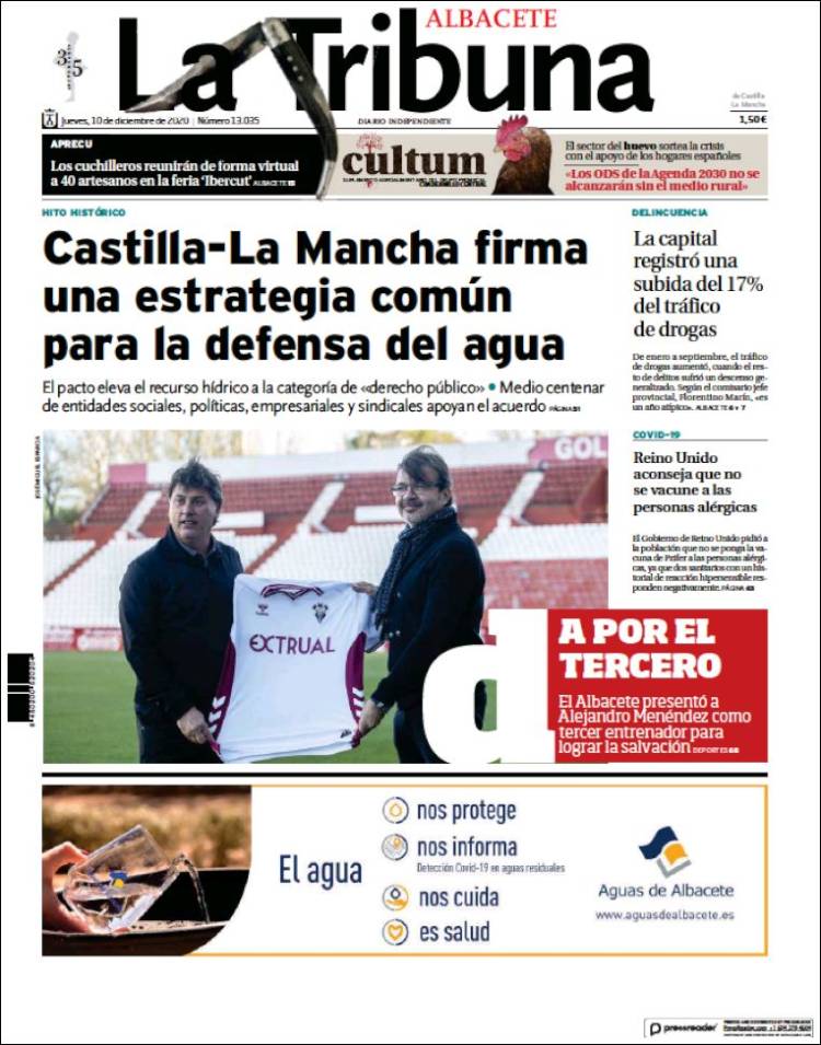 Portada de La Tribuna de Albacete (España)