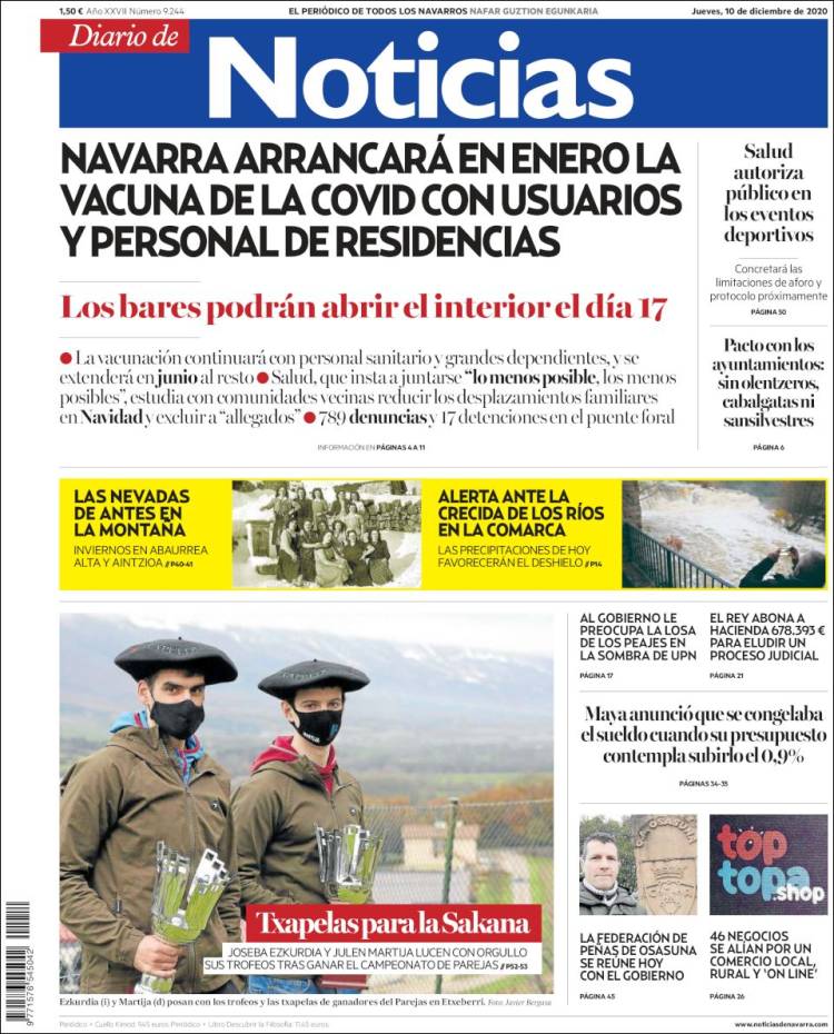 Portada de Noticias de Navarra (España)