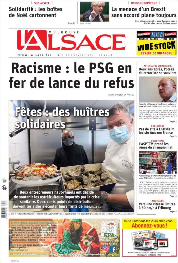 Portada de Journal L'Alsace (Francia)