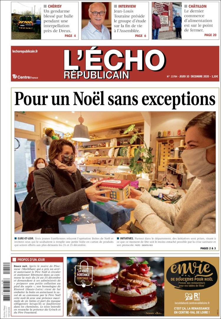 Portada de L'Echo Républicain (Francia)