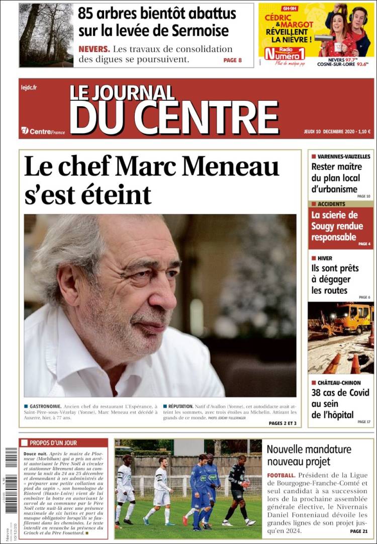 Portada de Le Journal du Centre (Francia)