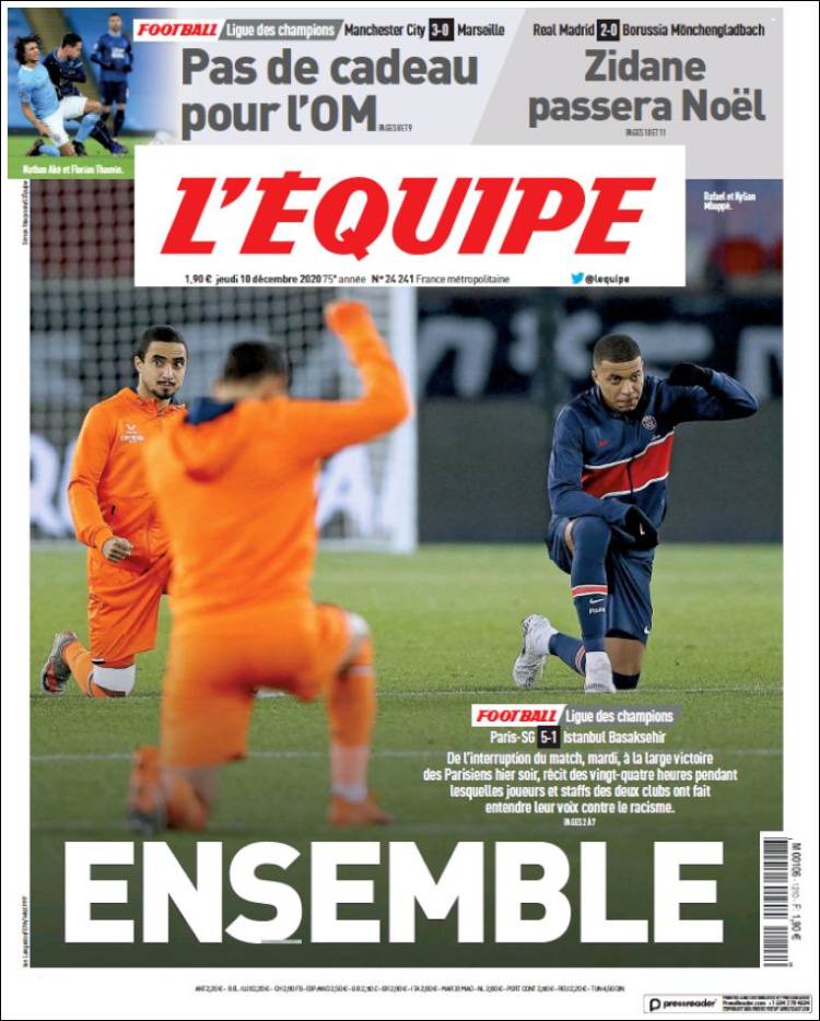 Portada de L'Equipe (Francia)