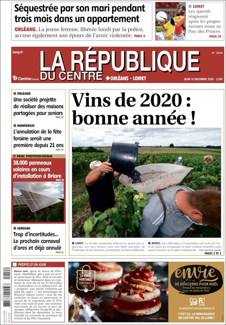Portada de La République du Centre (Francia)