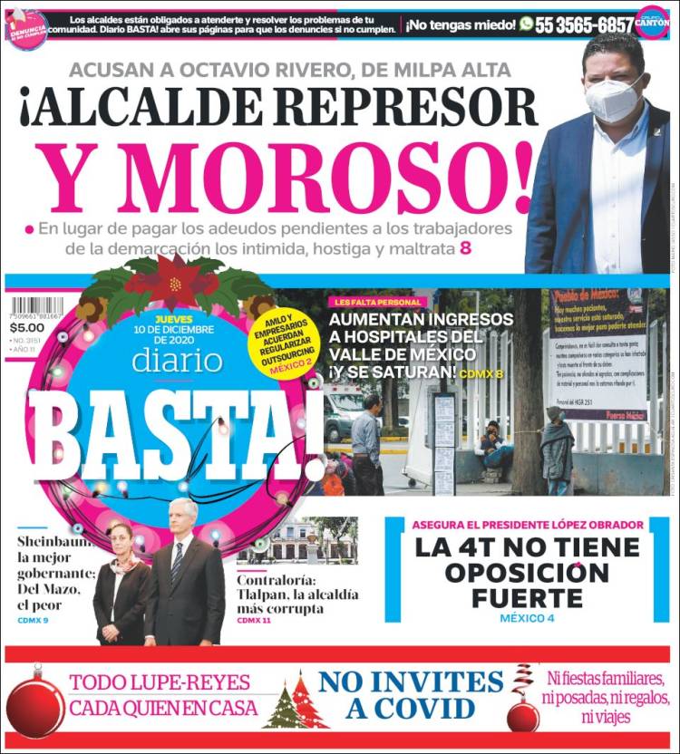 Portada de Diario Basta (México)