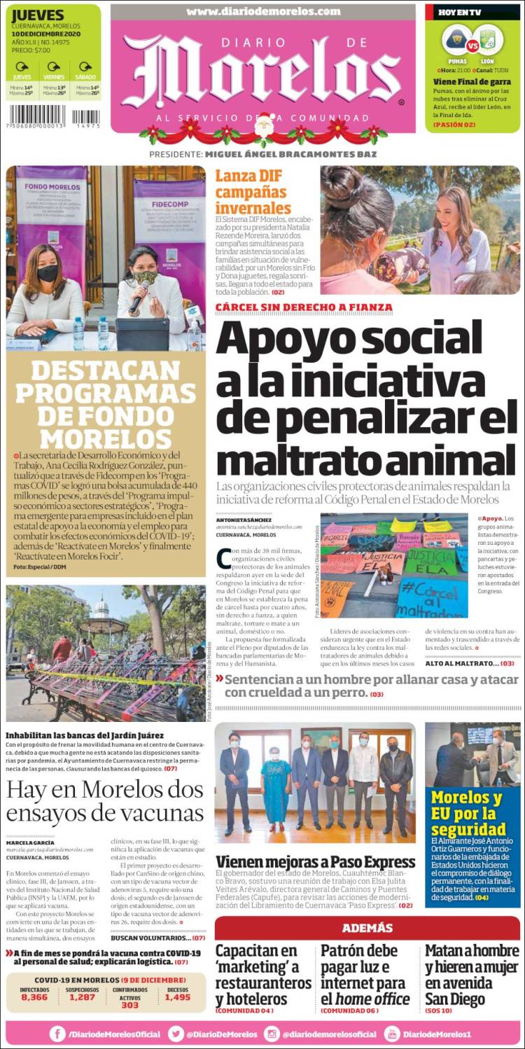 Portada de Diario de Morelos (México)