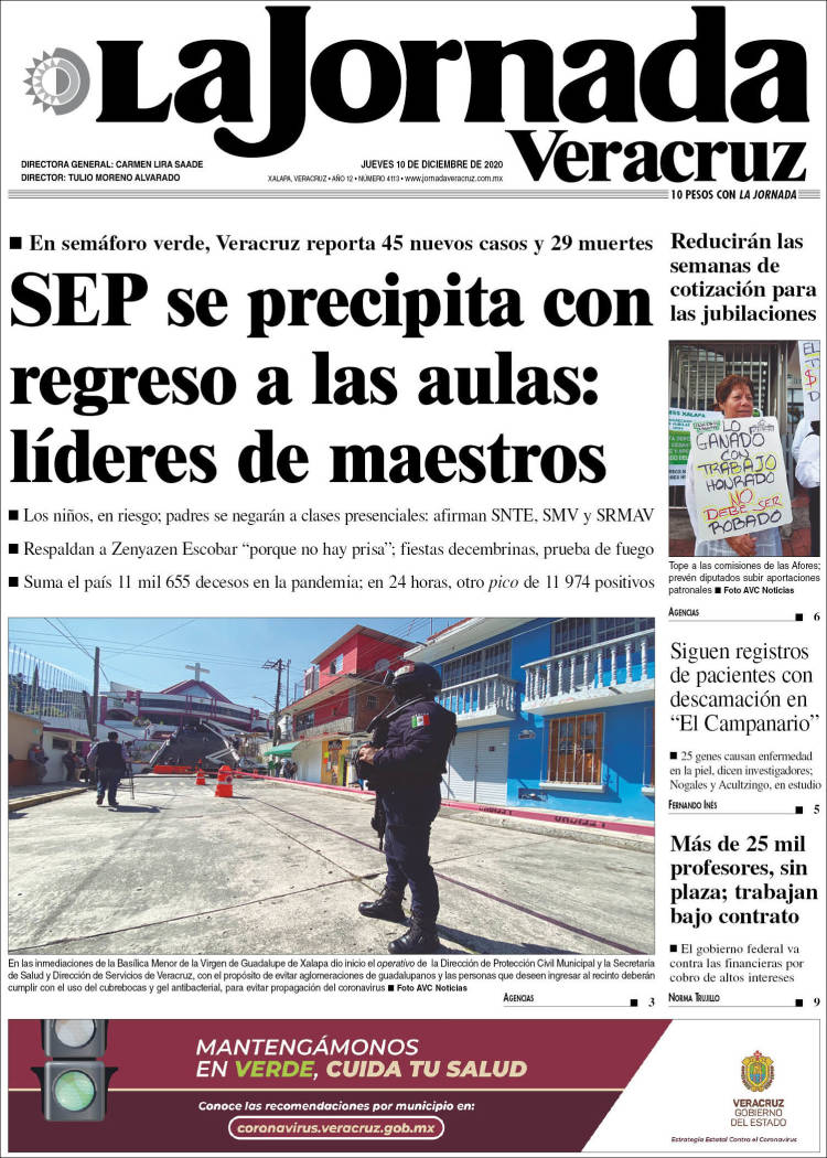 Portada de La Jornada Veracruz (México)
