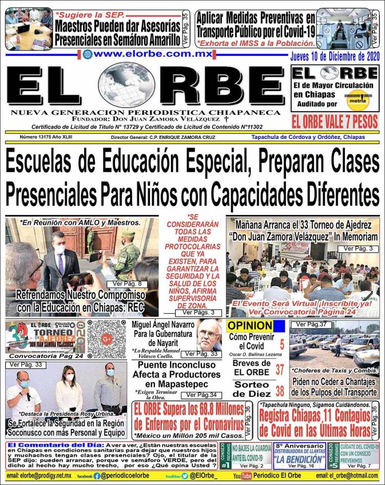 Portada de El Orbe (México)
