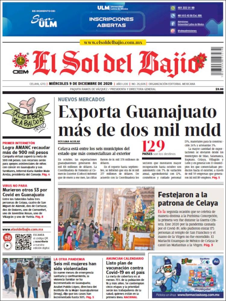 Portada de El Sol del Bajio (México)