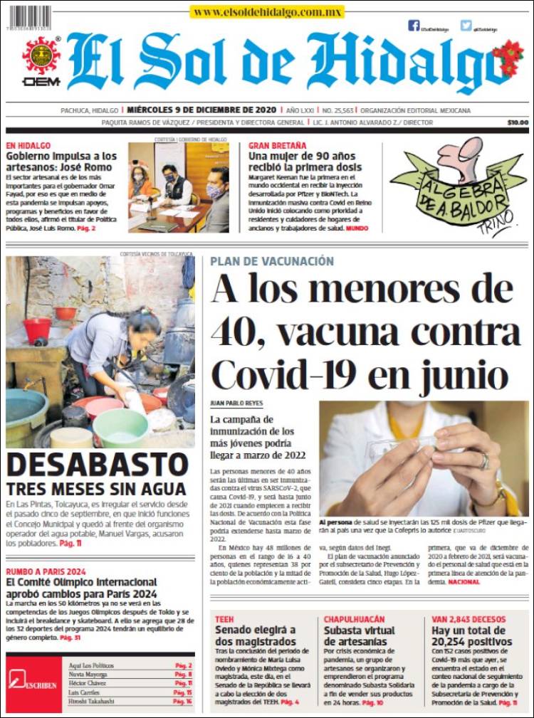 Portada de El Sol de Hidalgo (México)