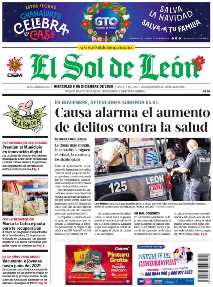 Portada de El Sol de León (México)