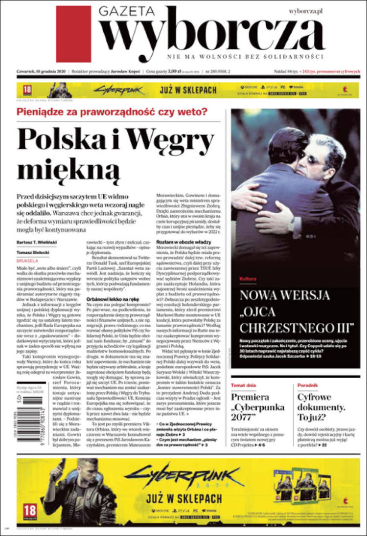 Portada de Gazeta Wyborcza (Polonia)