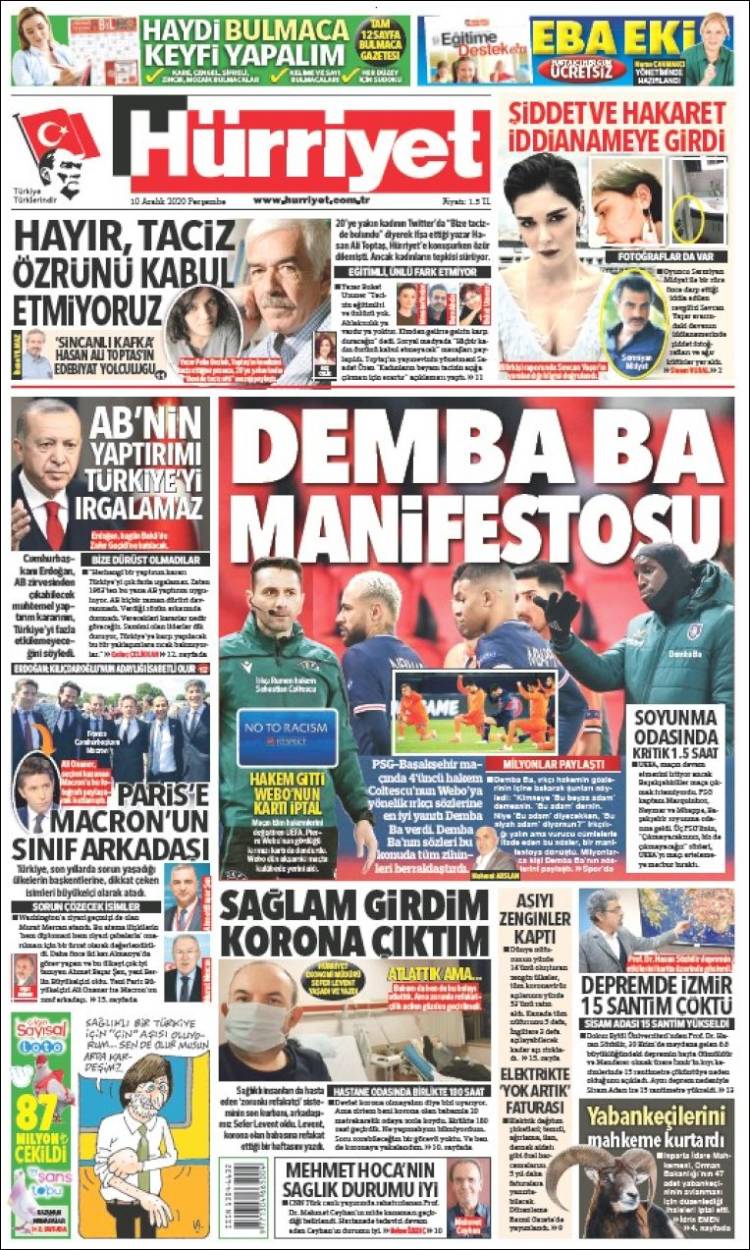 Portada de Hürriyet (Turqu&iacute;a)