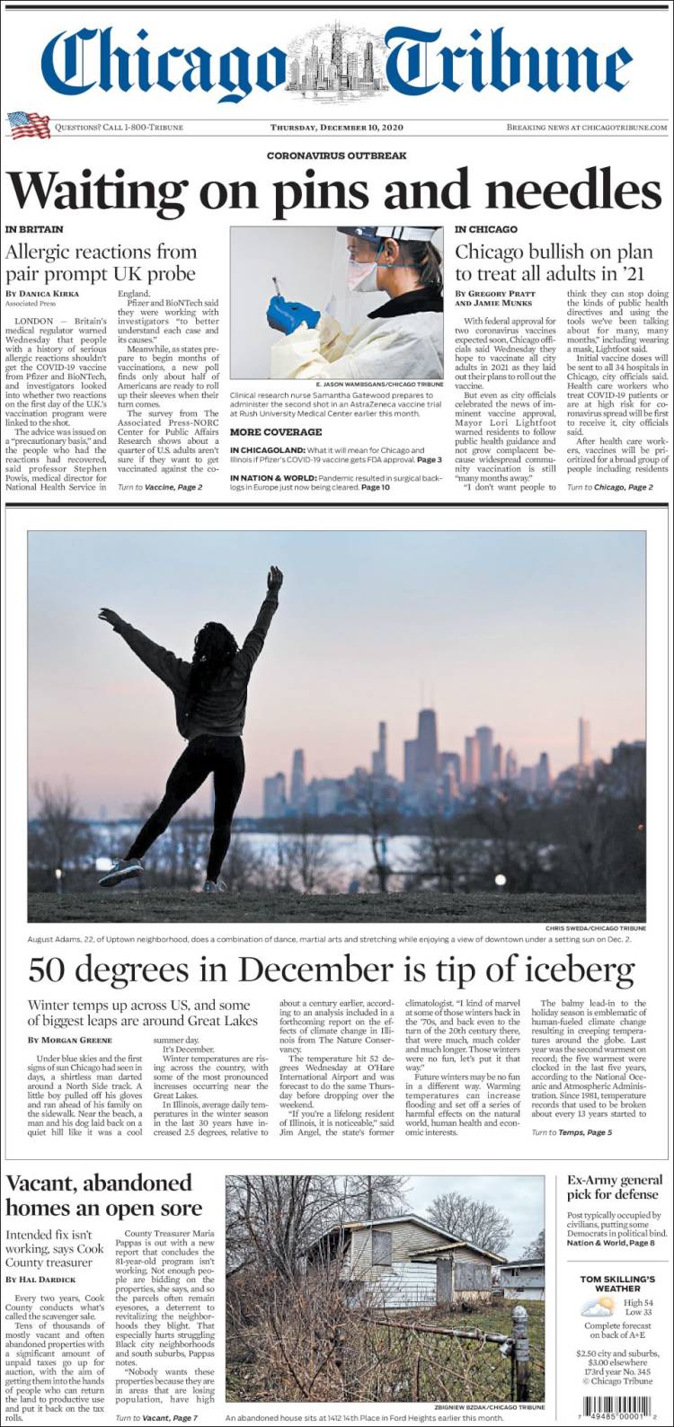 Portada de Chicago Tribune (USA)