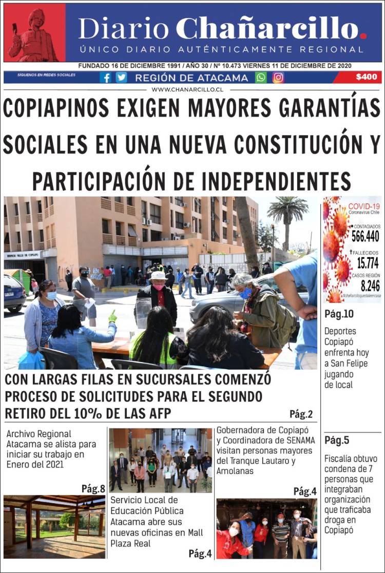 Portada de Diario Chañarcillo (Chile)