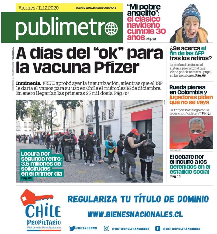 Portada de Publimetro (Chile)