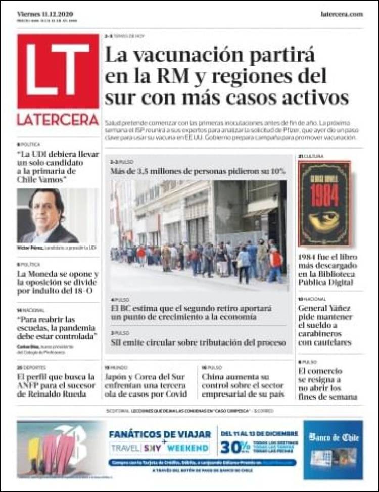 Portada de La Tercera (Chile)