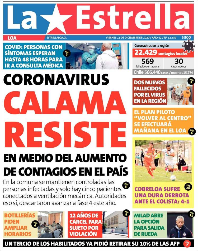 Portada de La Estrella de Loa (Chile)