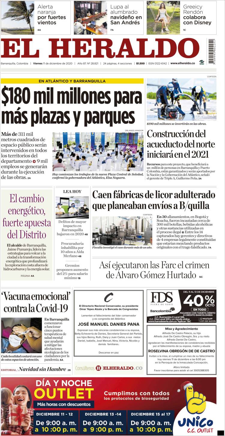 Portada de El Heraldo (Colombia)