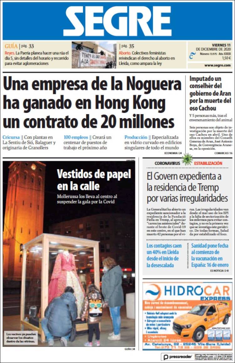 Portada de Segre  (Espa&ntilde;a)