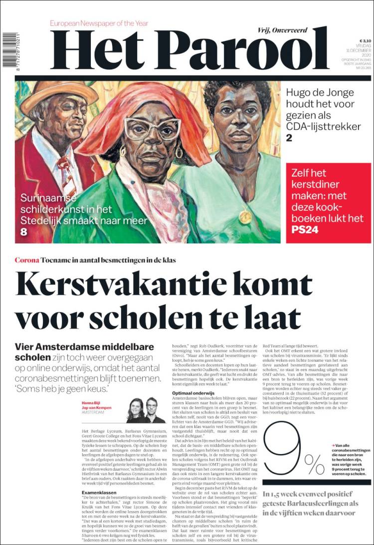 Portada de Het Parool (Pa&iacute;ses Bajos)