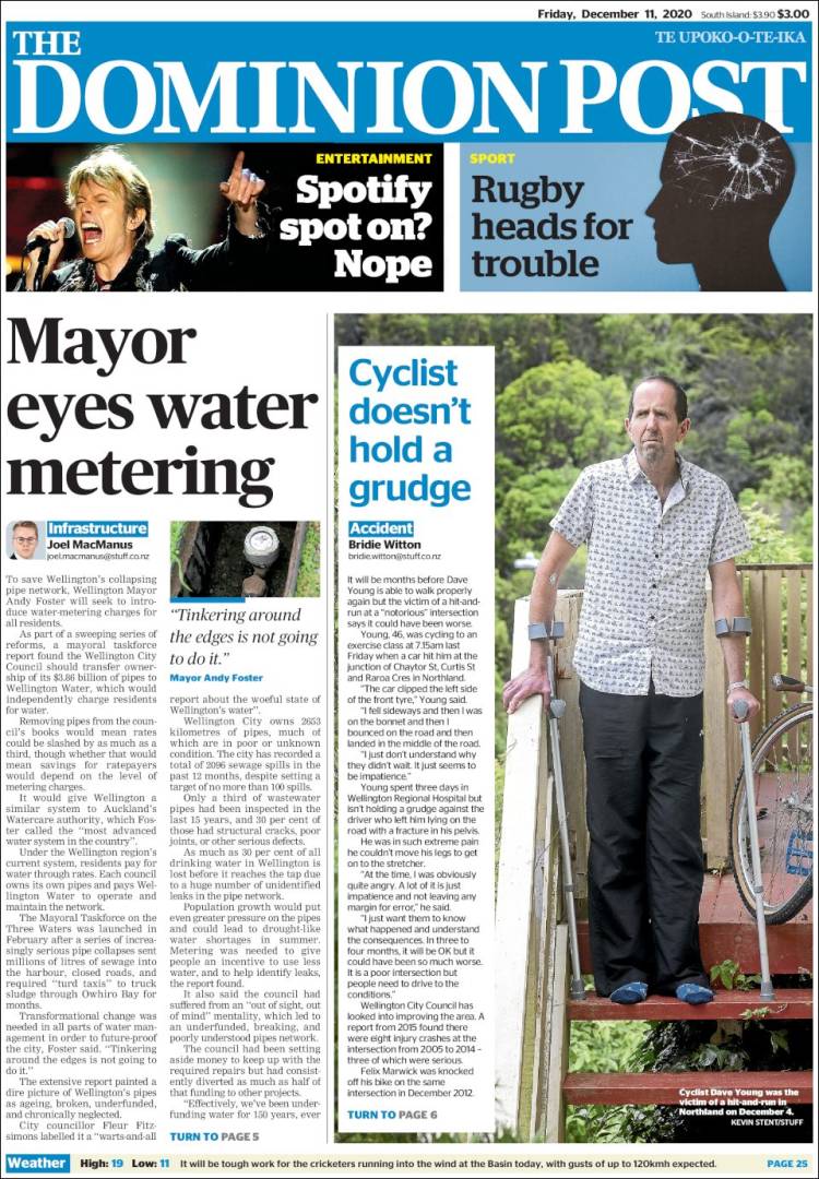 Portada de The Dominion Post (Nueva Zelanda)