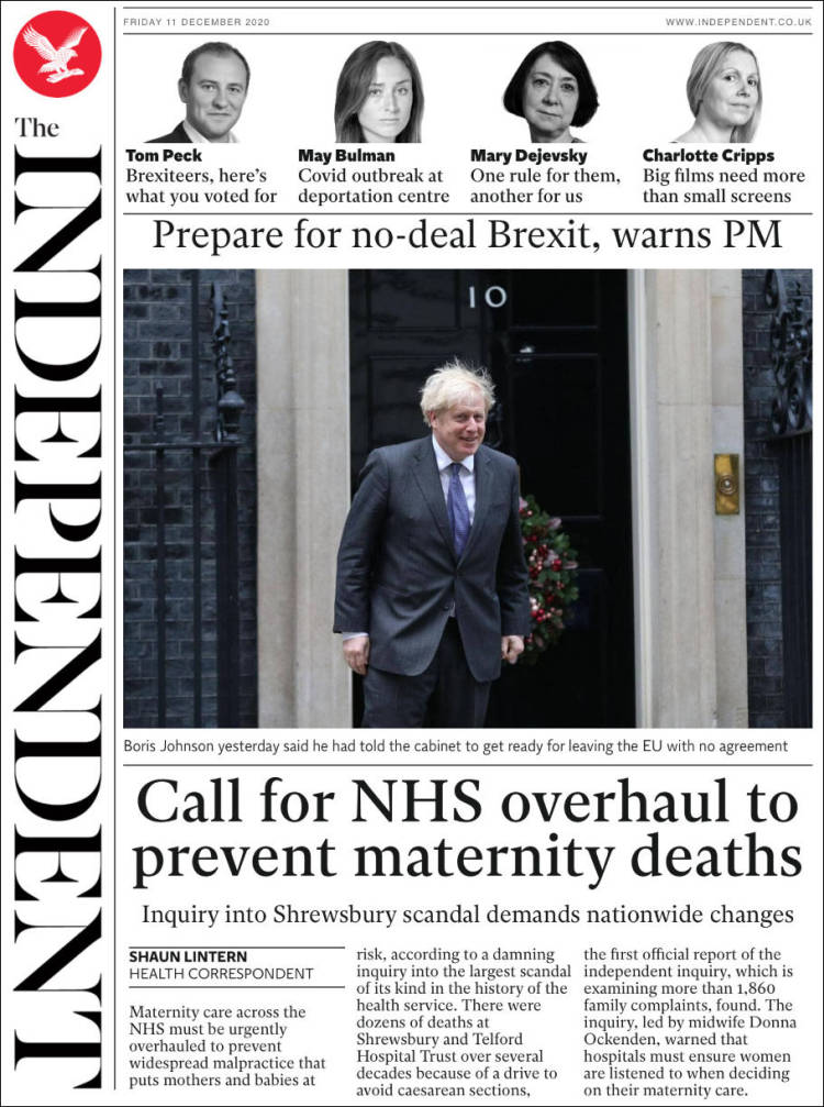 Portada de The Independent (Reino Unido)