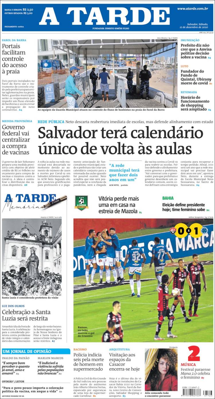 Portada de Diário A Tarde (Brasil)