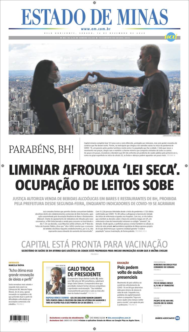 Portada de Jornal Estado de Minas (Brasil)