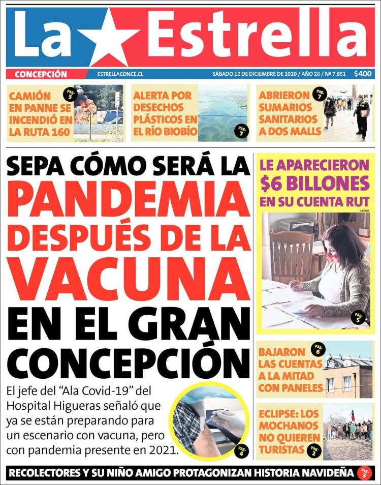 Portada de La Estrella de Concepción (Chile)