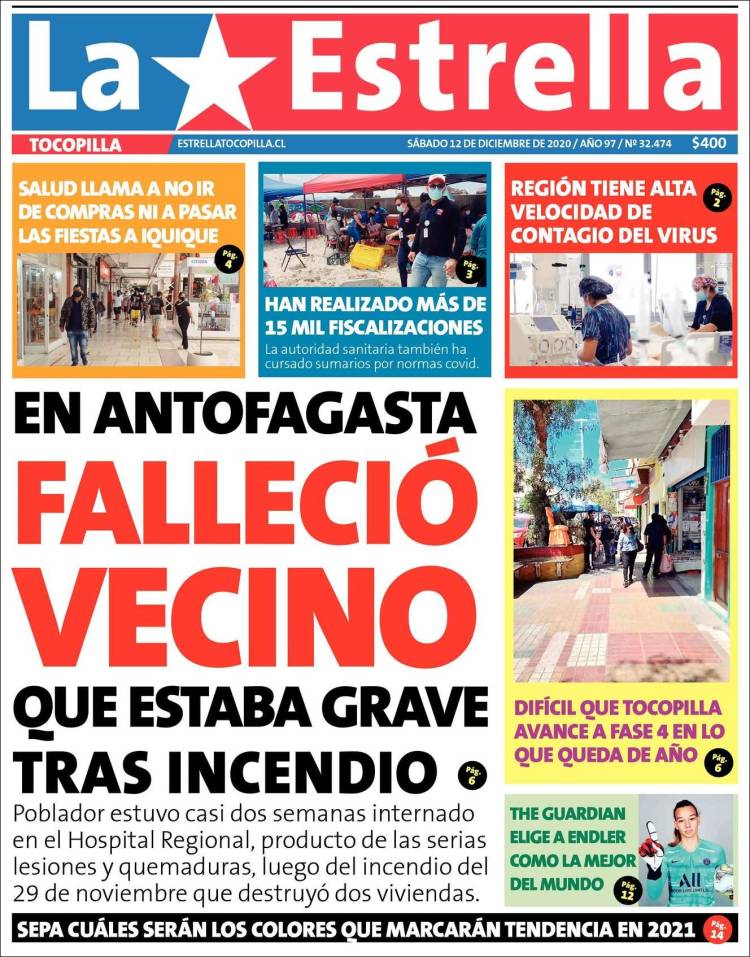 Portada de La Estrella de Tocopilla (Chile)