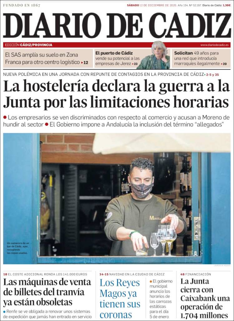 Portada de Diario de Cádiz (España)