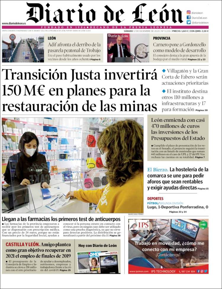 Portada de Diario de León (España)
