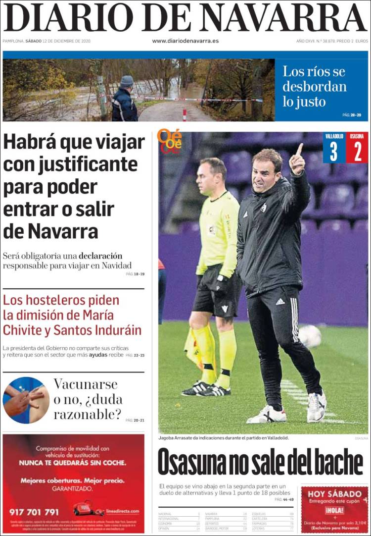 Portada de Diario de Navarra (España)