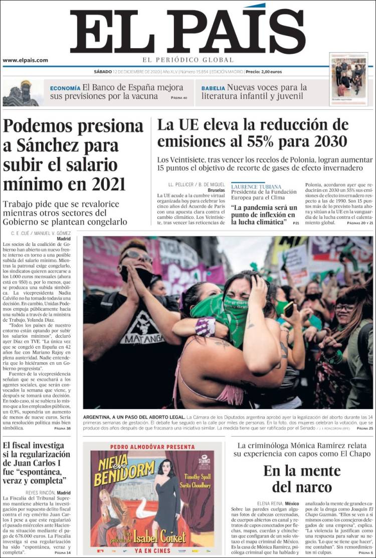 Portada de El País (España)