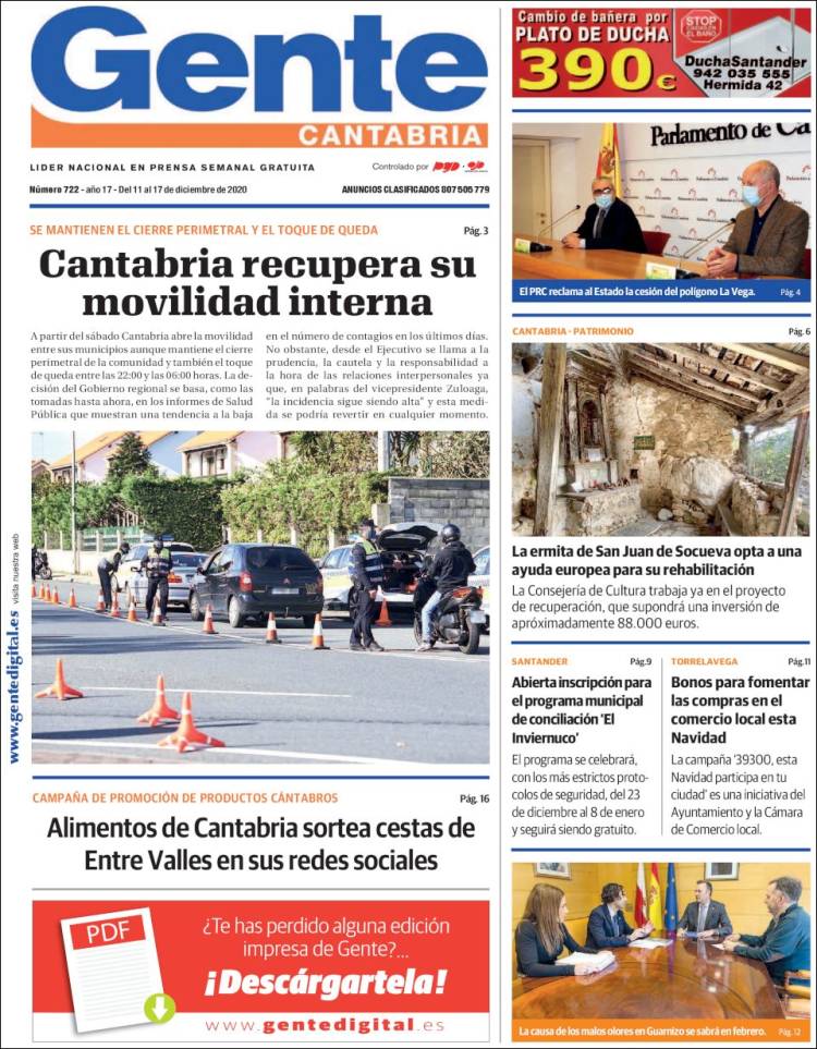 Portada de Gente en Santander (España)