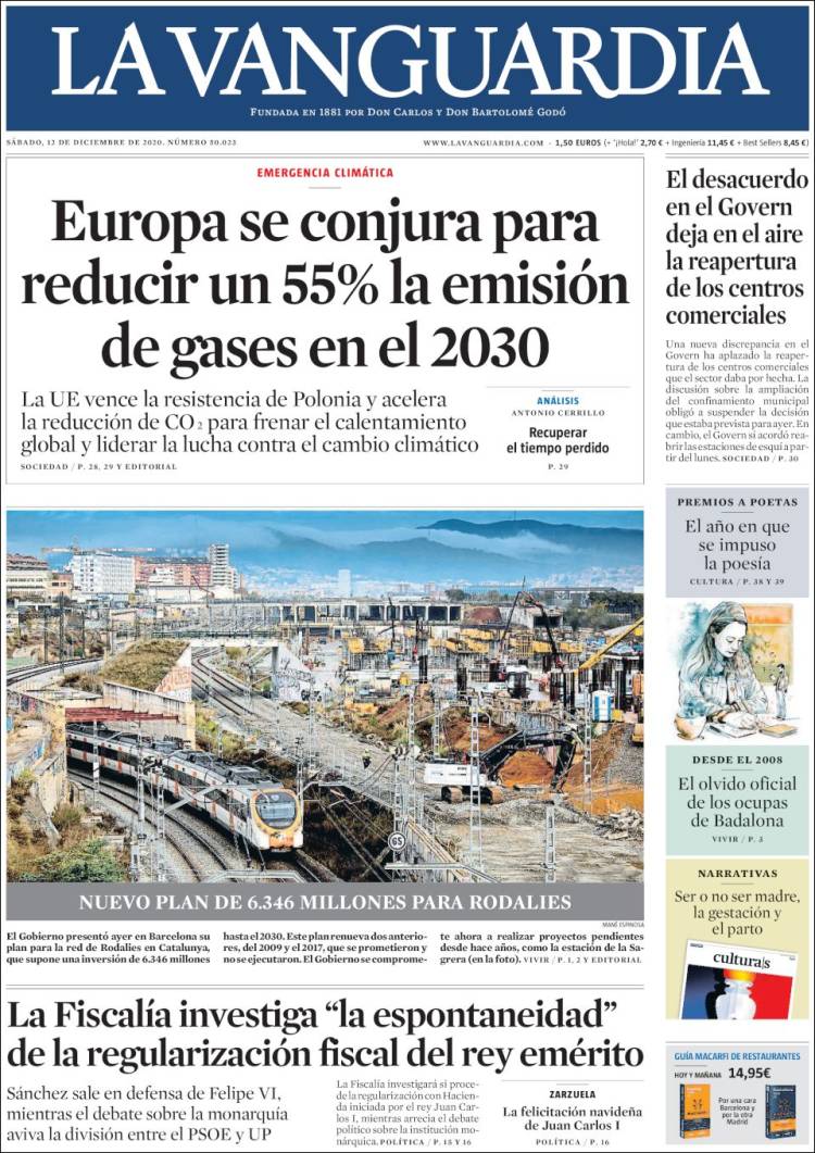 Portada de La Vanguardia (España)