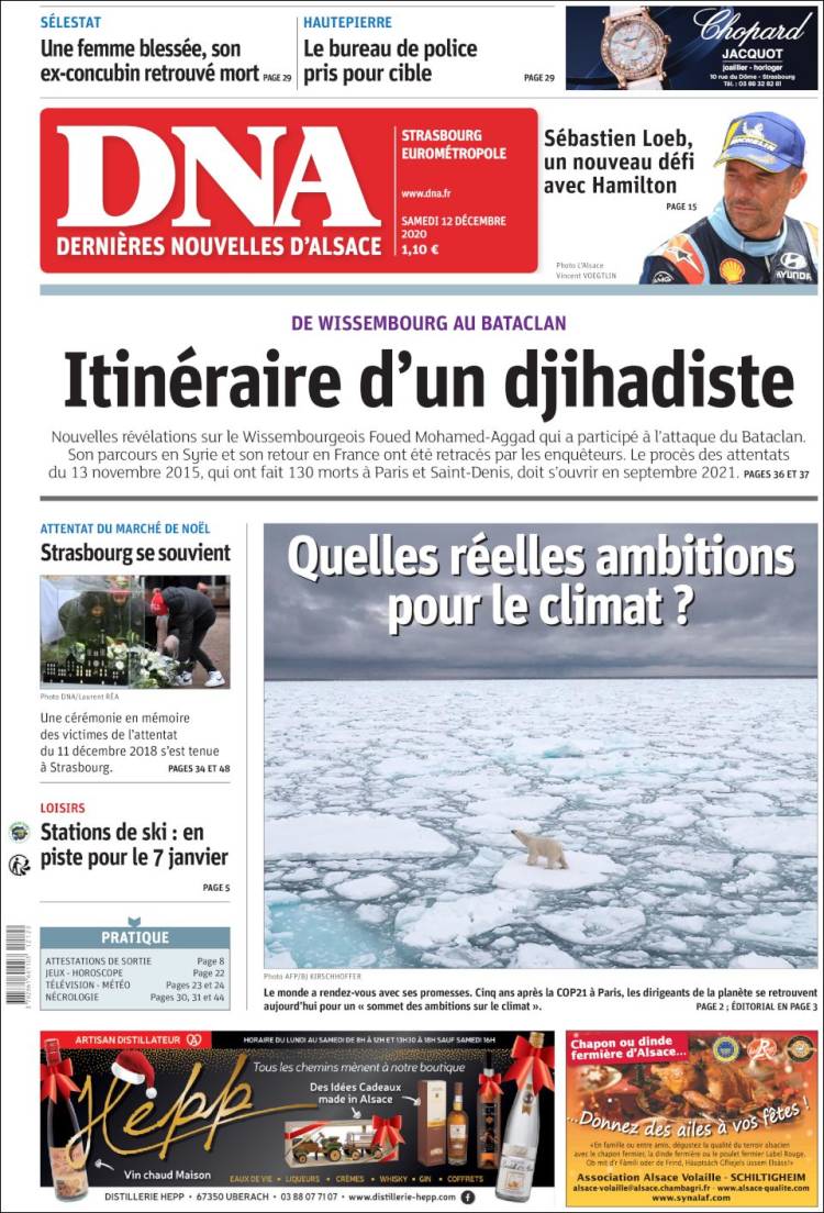 Portada de Les Dernières Nouvelles d'Alsace (Francia)