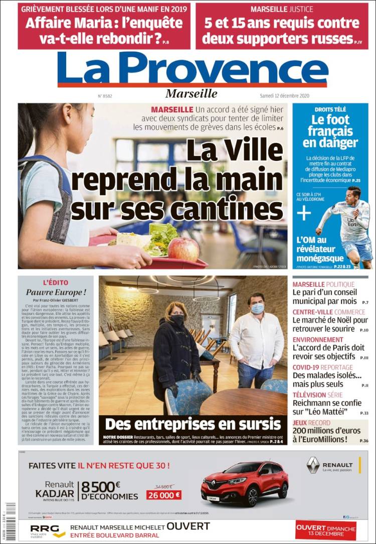 Portada de La Provence (Francia)