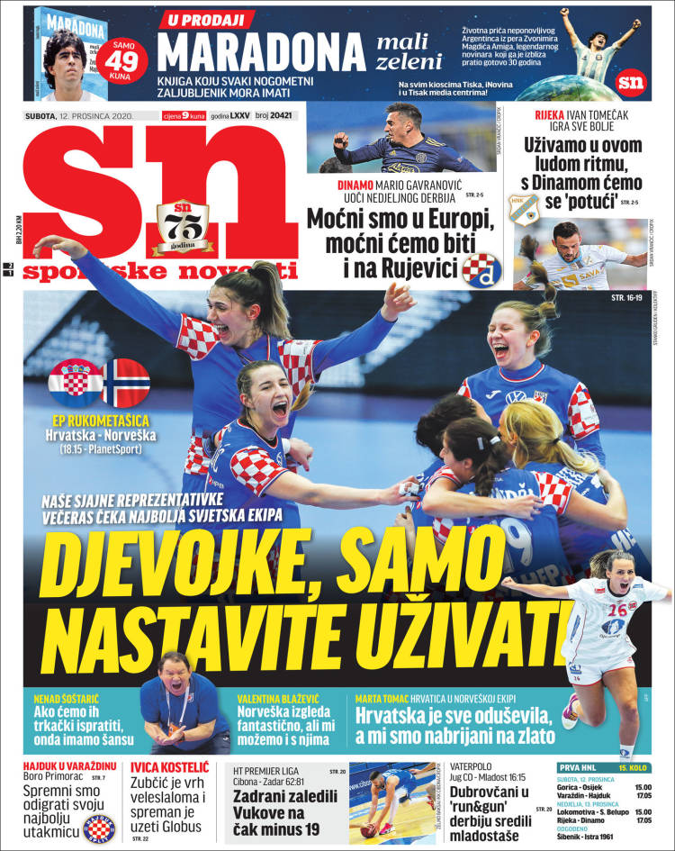 Portada de Sportske Novosti (Croacia)