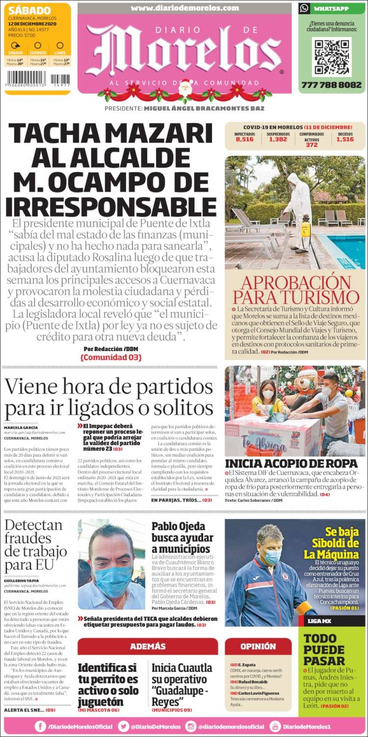 Portada de Diario de Morelos (México)