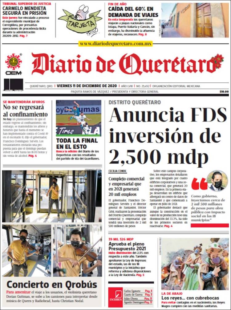 Portada de Diario de Querétaro (México)