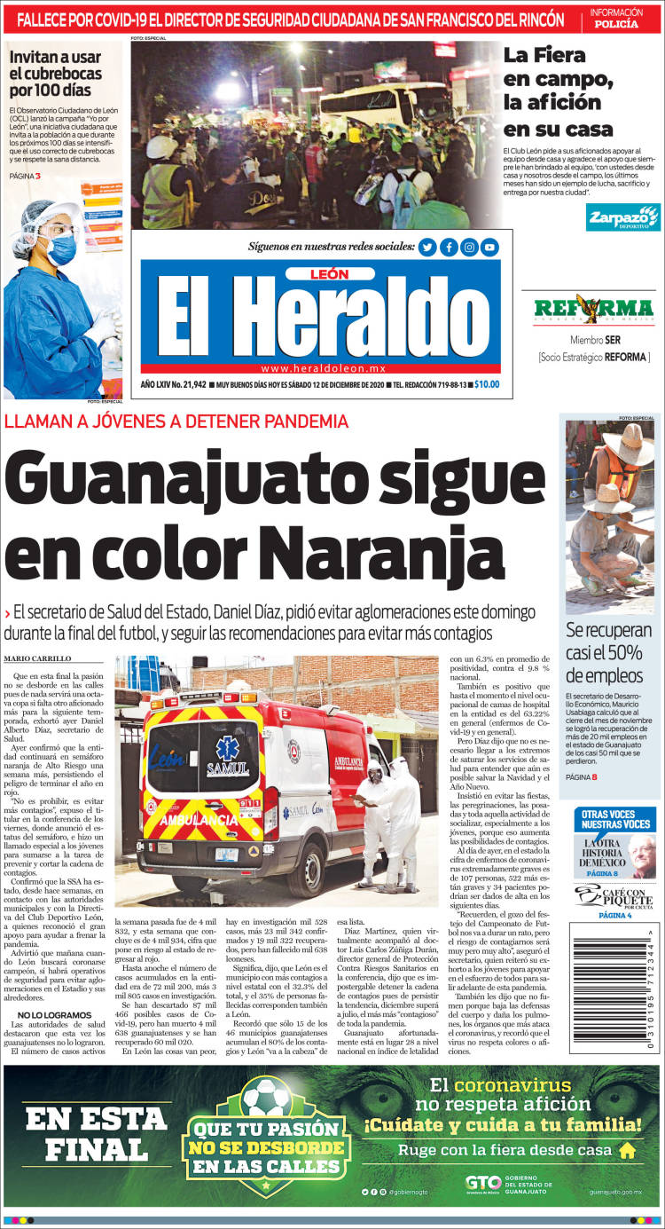 Portada de El Heraldo de León (México)