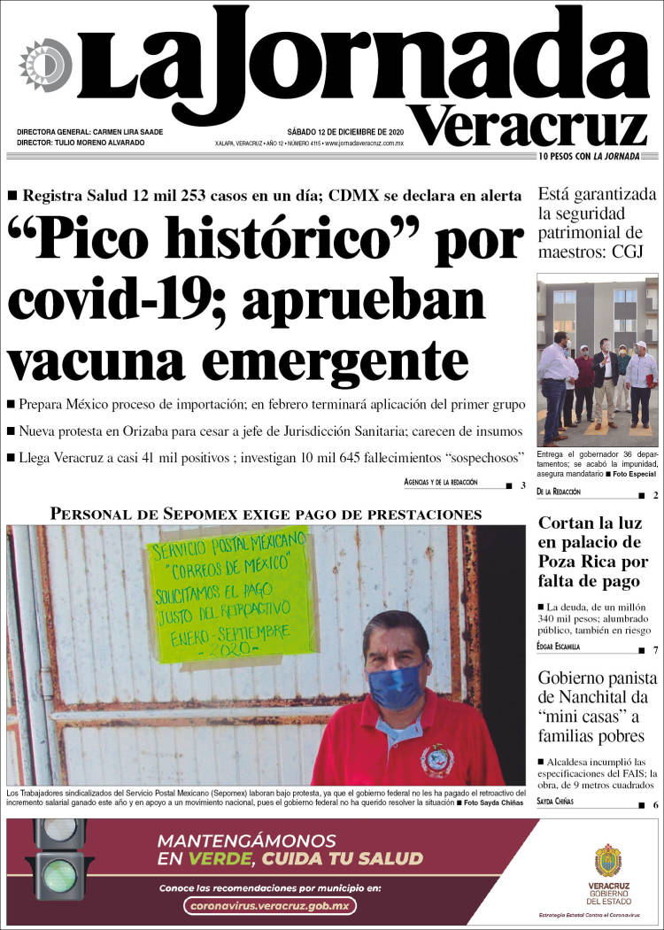 Portada de La Jornada Veracruz (México)