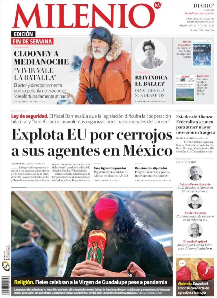 Portada de Milenio - Jalisco (México)