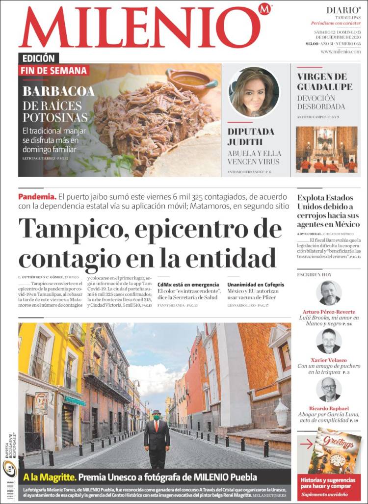 Portada de Milenio - Tamaulipas (México)