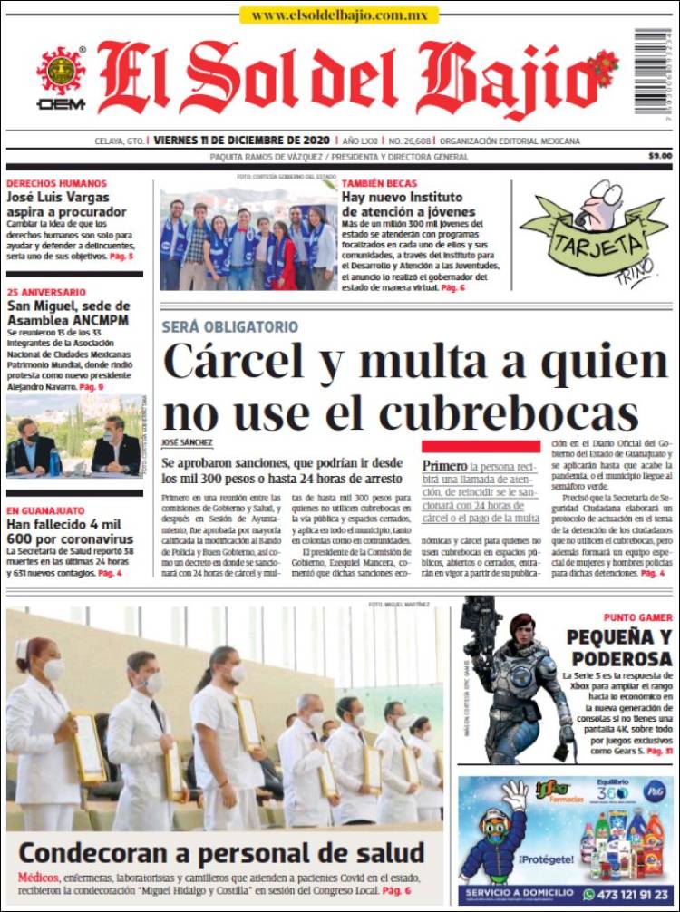 Portada de El Sol del Bajio (México)