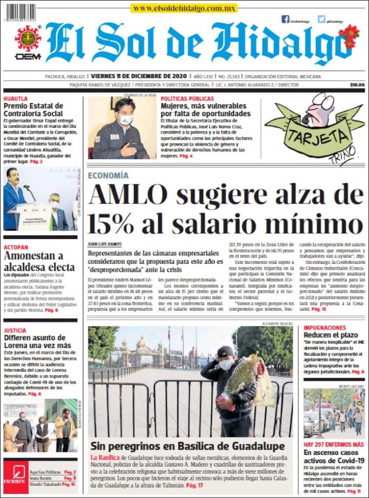 Portada de El Sol de Hidalgo (México)