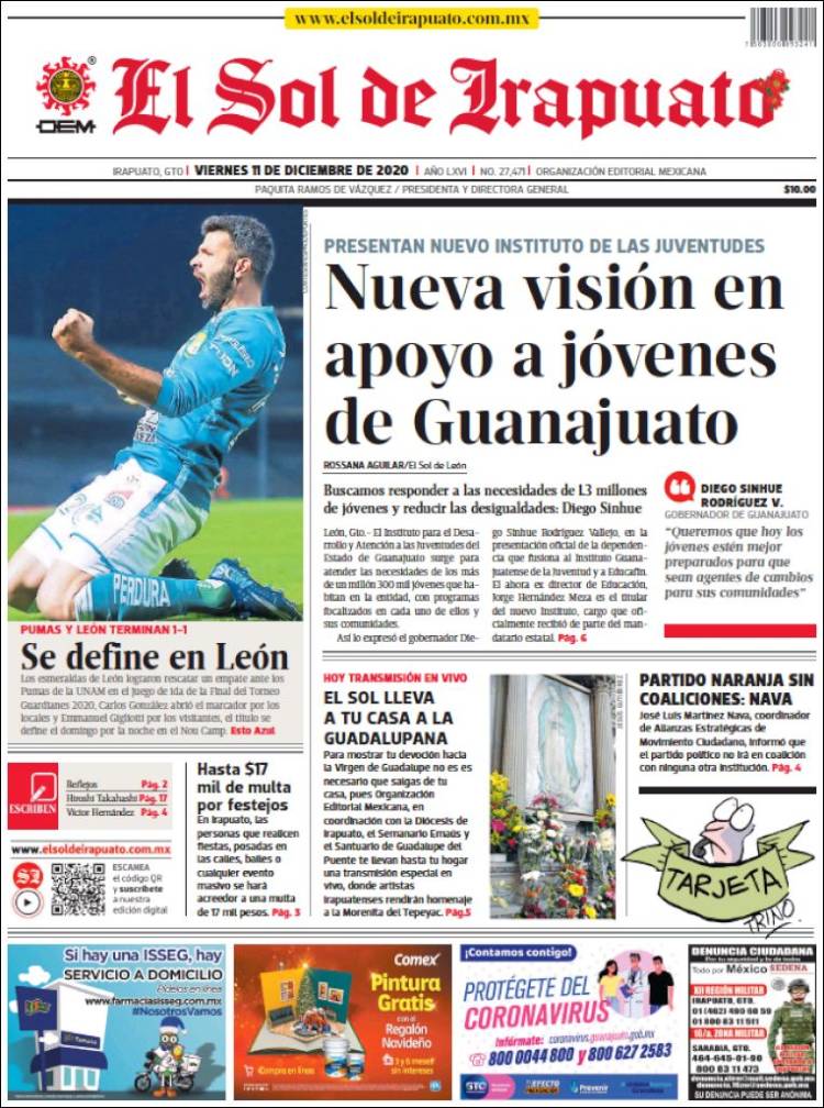 Portada de El Sol de Irapuato (México)